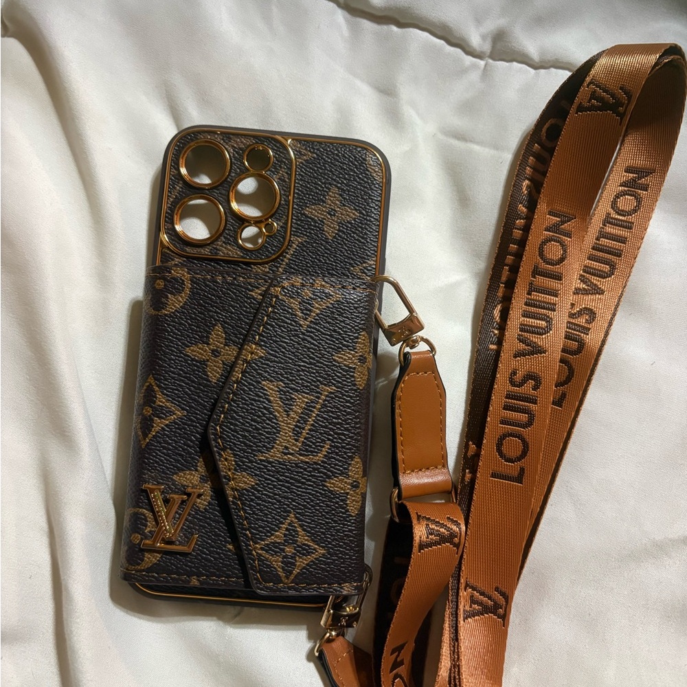 Stylish with Dark and light Brown Phone Case with Strap for an  iPhone 14 ProMax